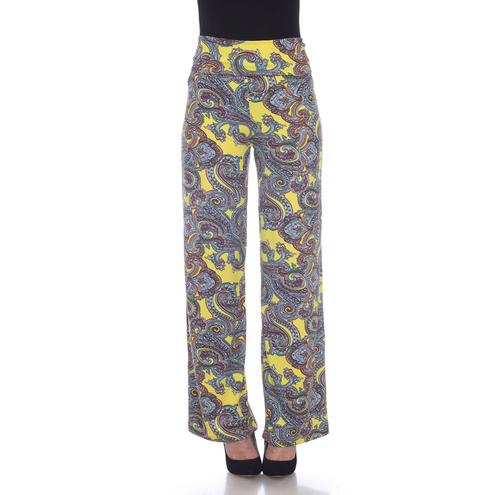 Women's Yellow Paisley Printed Palazzo Pants