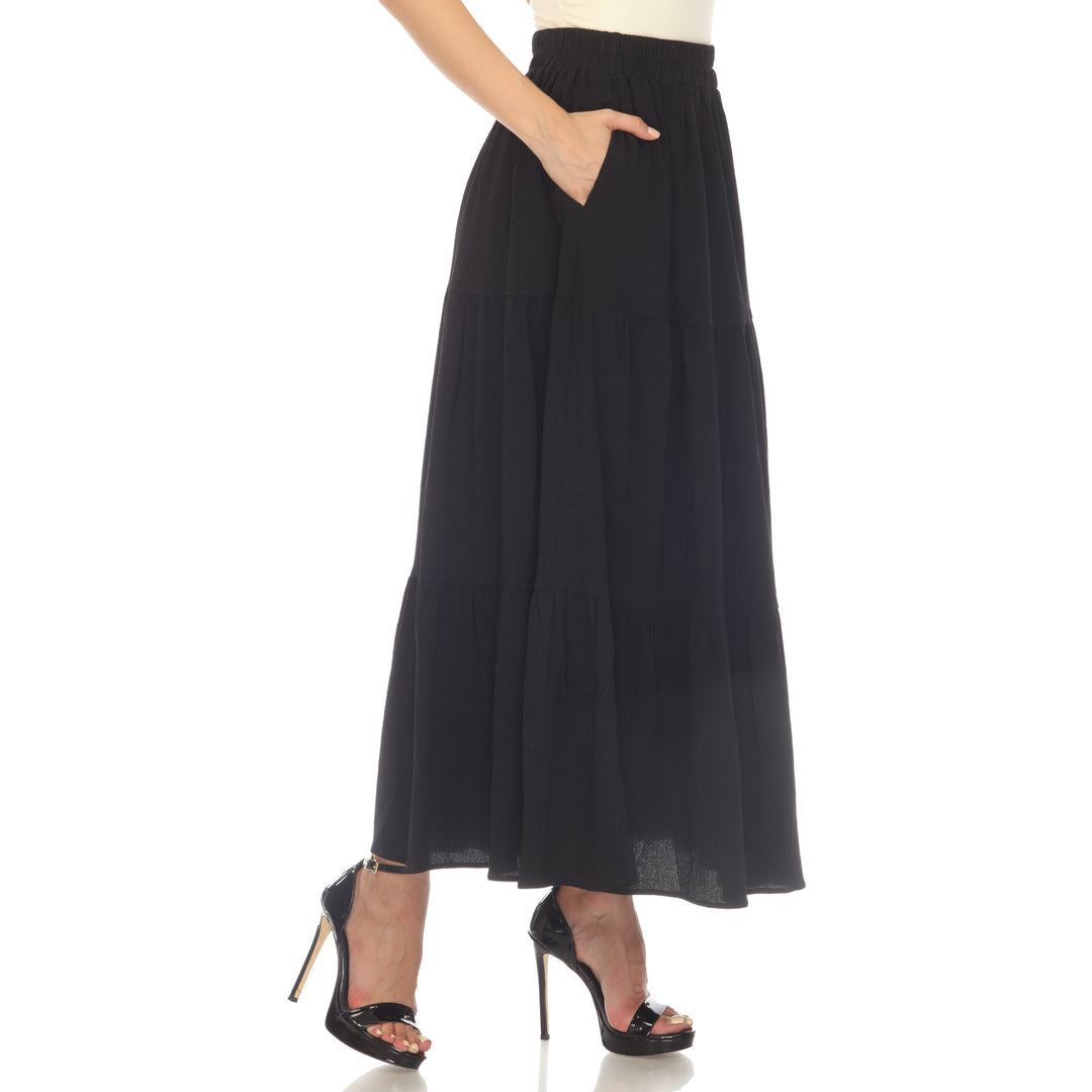 Women's Pleated Tiered Maxi Skirt