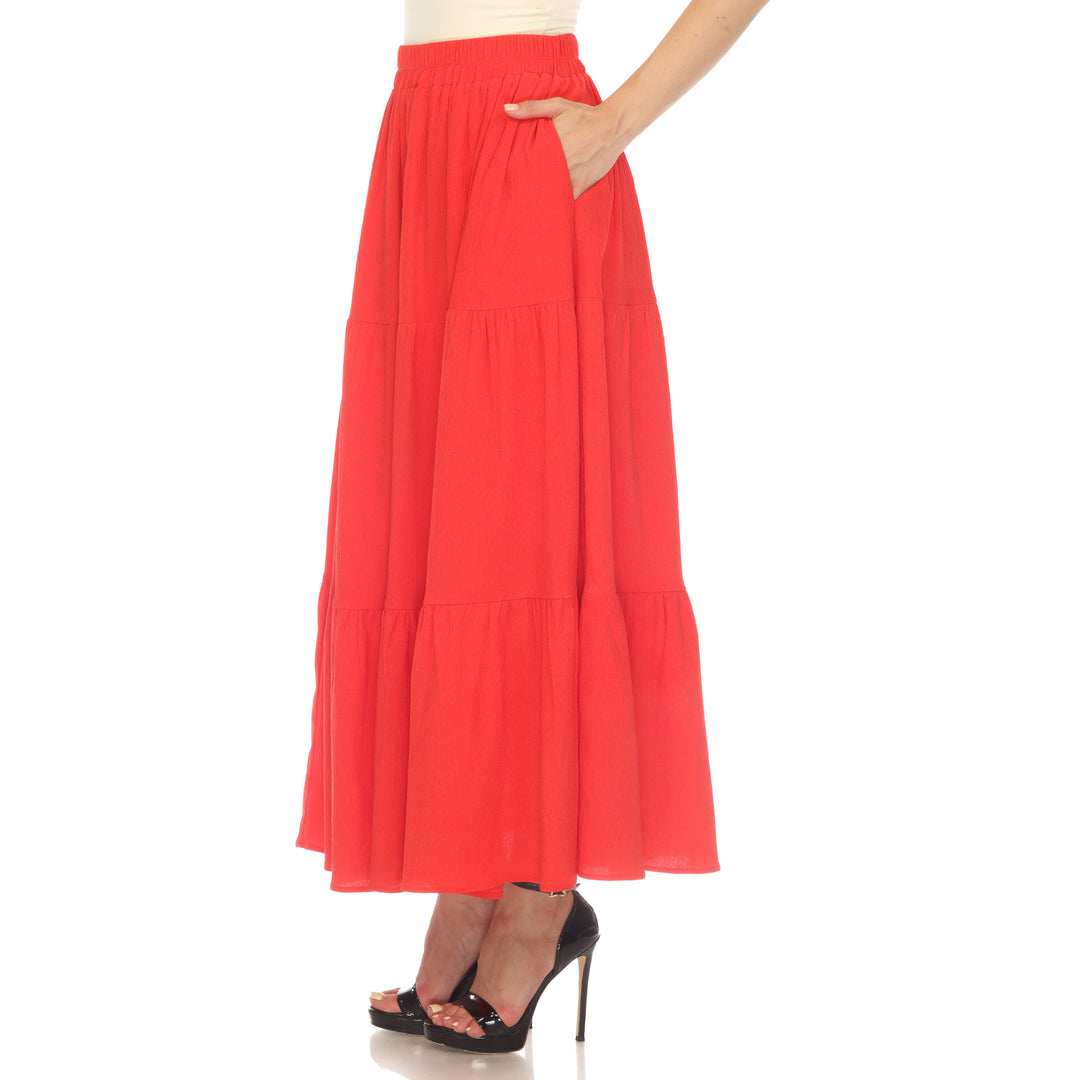 Women's Pleated Tiered Maxi Skirt