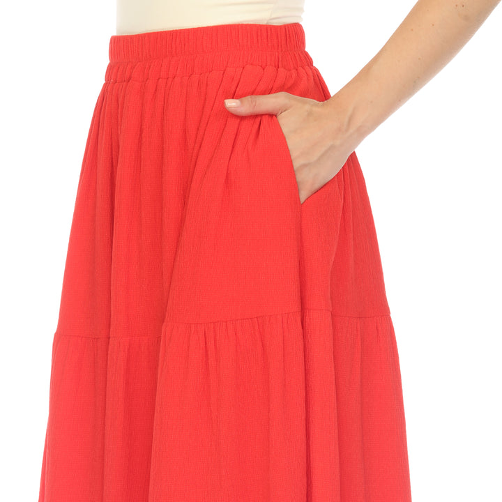 Women's Pleated Tiered Maxi Skirt