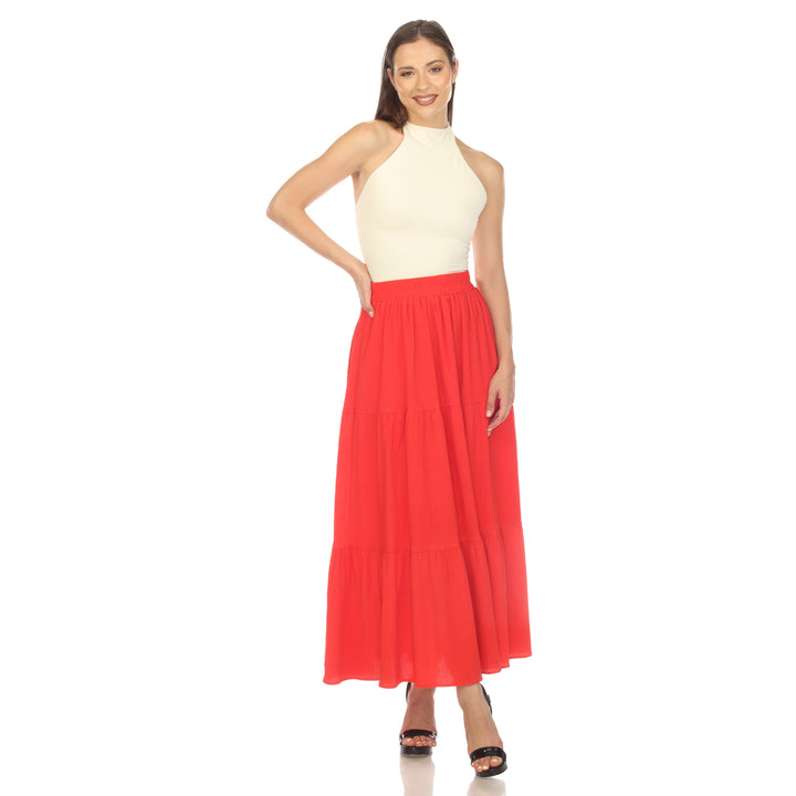 Women's Pleated Tiered Maxi Skirt