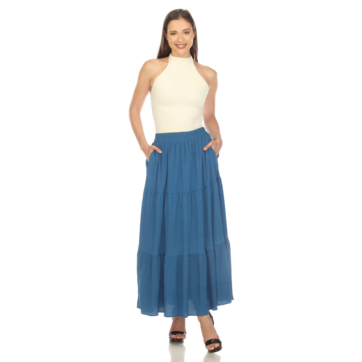 Women's Pleated Tiered Maxi Skirt