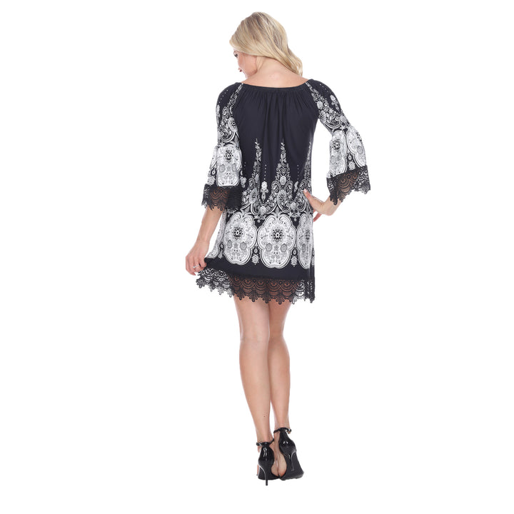 Women's Lace Trim Paisley Shift Dress