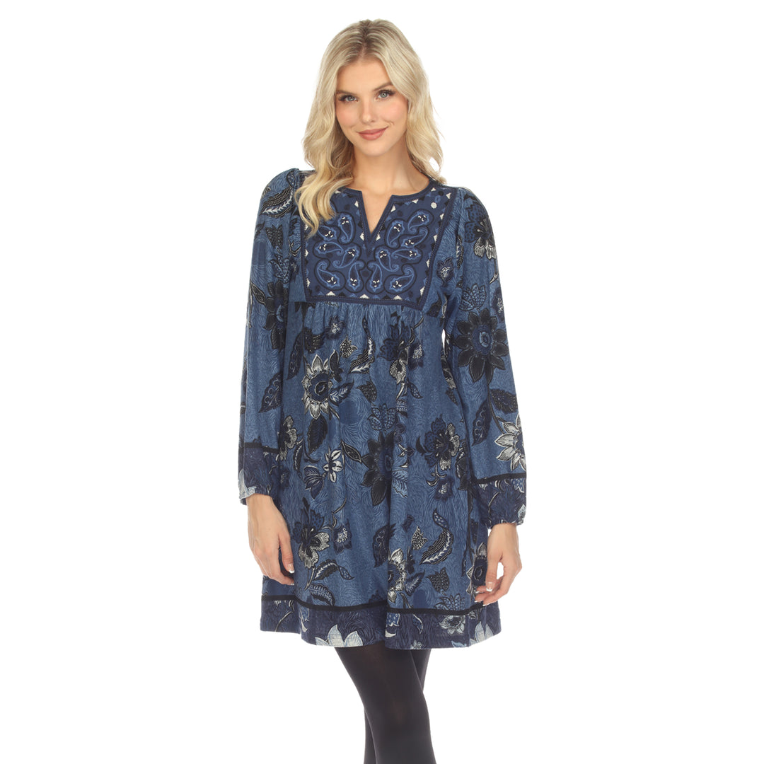 Women's Paisley Flower Embroidered Sweater Dress