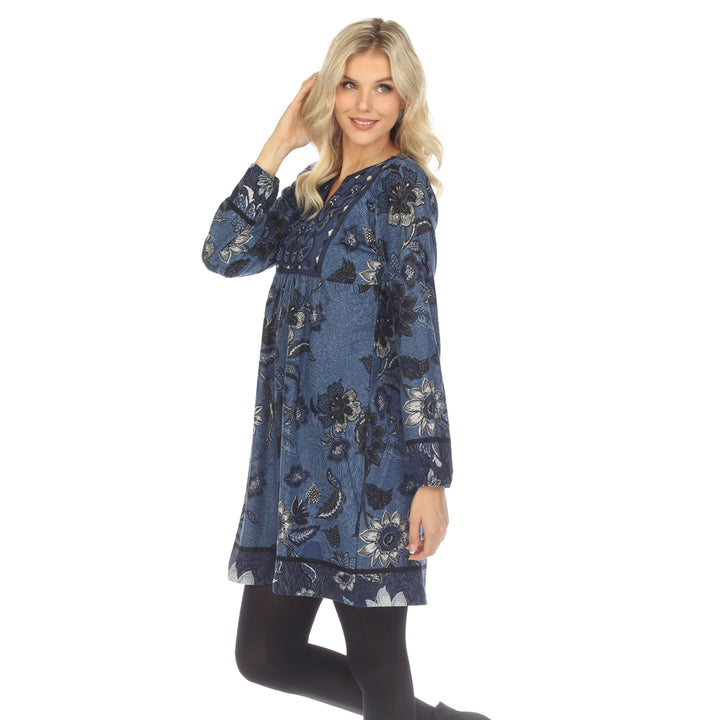 Women's Paisley Flower Embroidered Sweater Dress