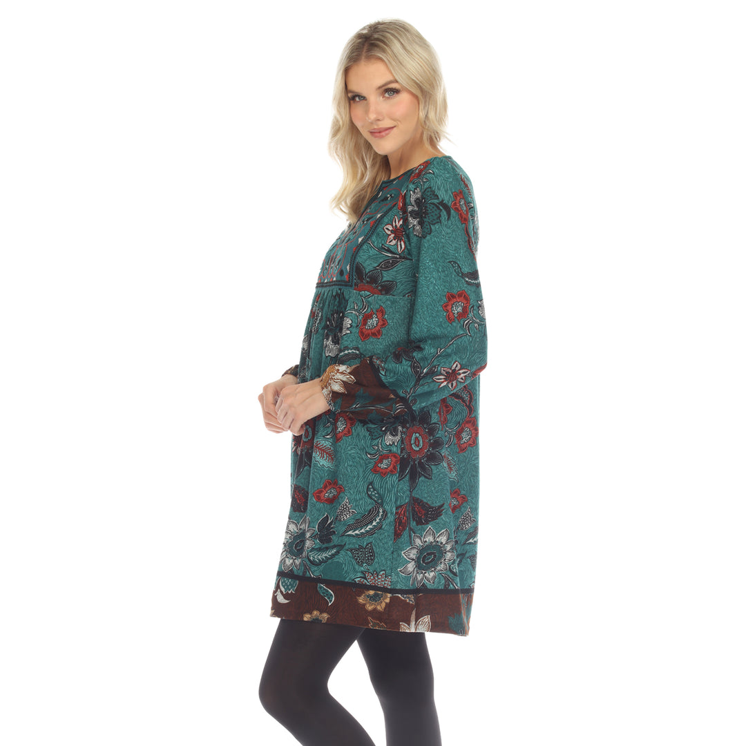 Women's Paisley Flower Embroidered Sweater Dress