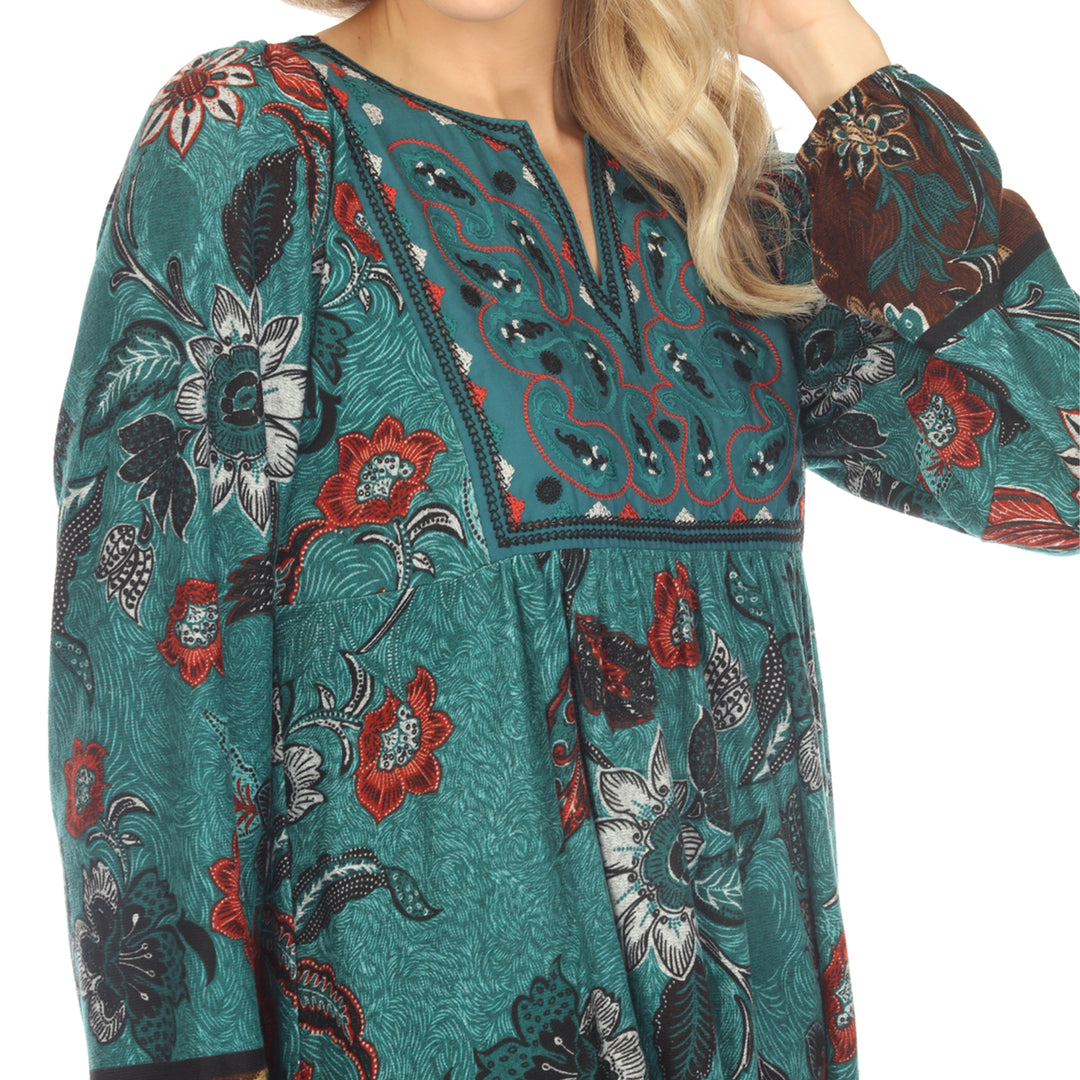 Women's Paisley Flower Embroidered Sweater Dress