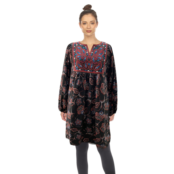 Women's Paisley Flower Embroidered Sweater Dress