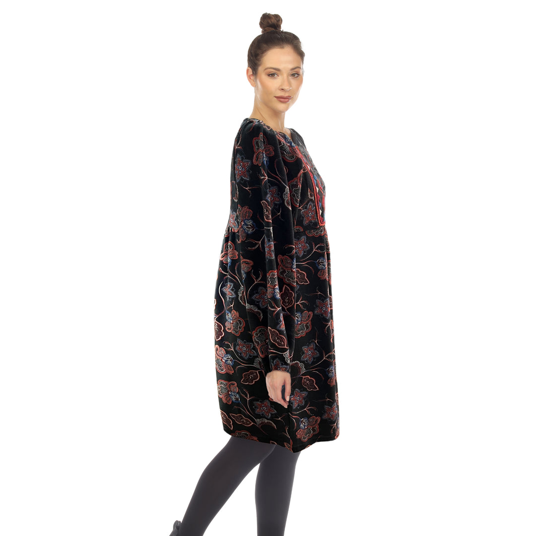 Women's Paisley Flower Embroidered Sweater Dress