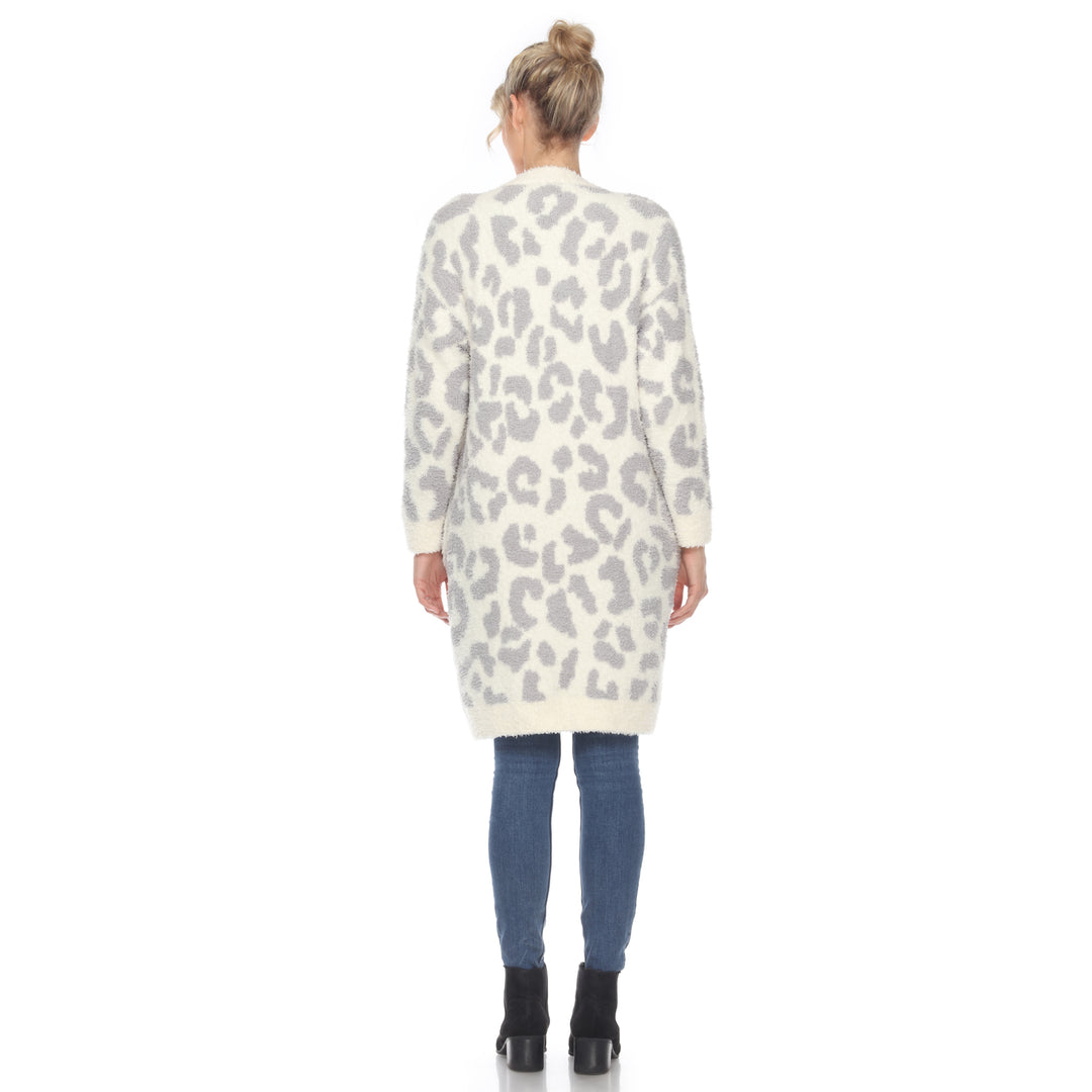 Women's Leopard Print Open Front Sherpa Coat