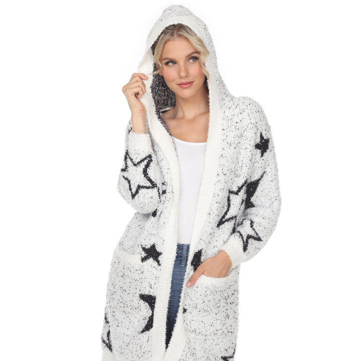 Women's Hooded Open Front Sherpa Coat