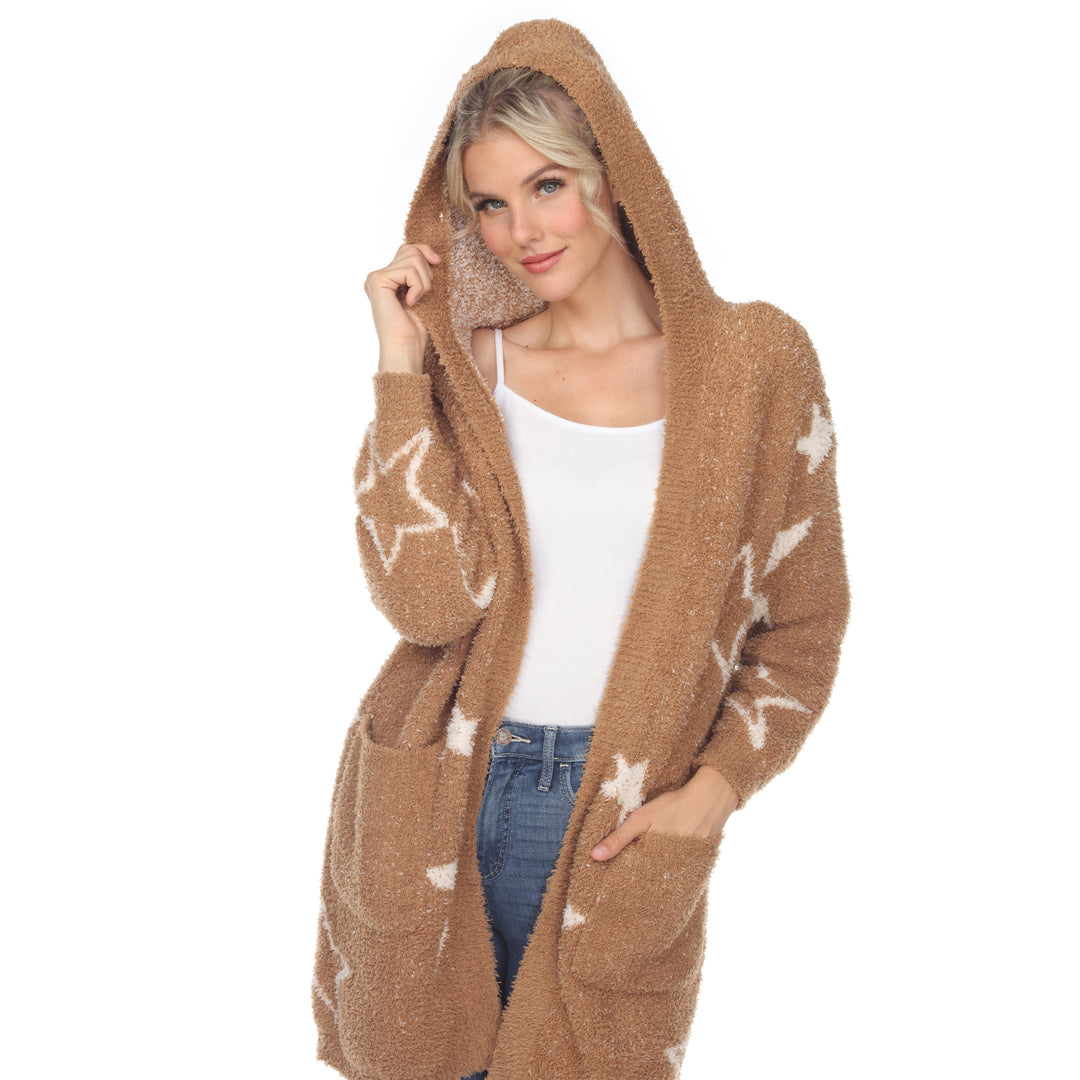 Women's Hooded Open Front Sherpa Coat