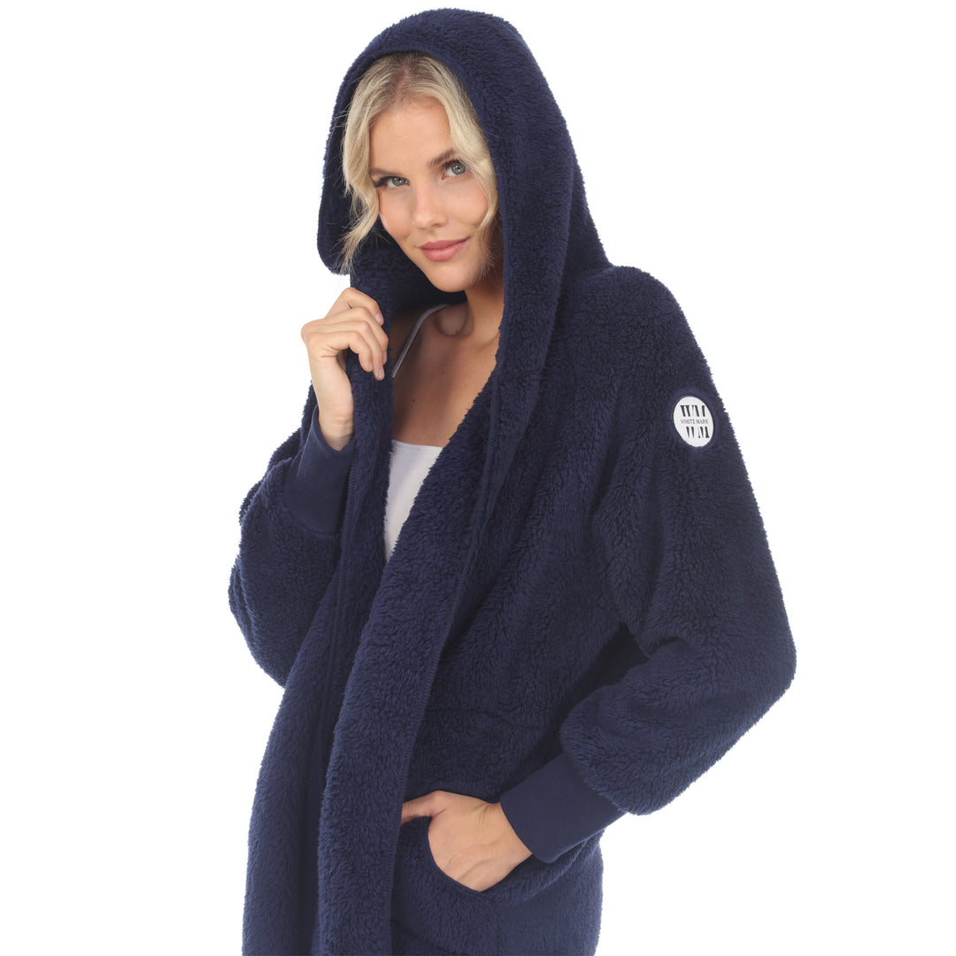 Women's Plush Hooded Cardigan with Pockets