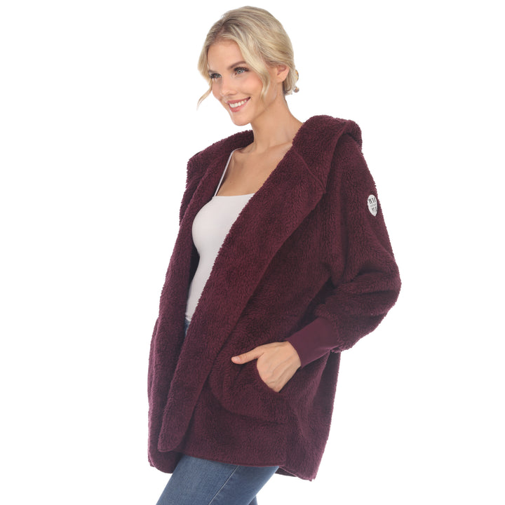 Women's Plush Hooded Cardigan with Pockets