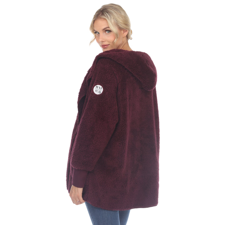 Women's Plush Hooded Cardigan with Pockets