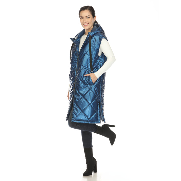 Women's Metallic Long Puffer Vest