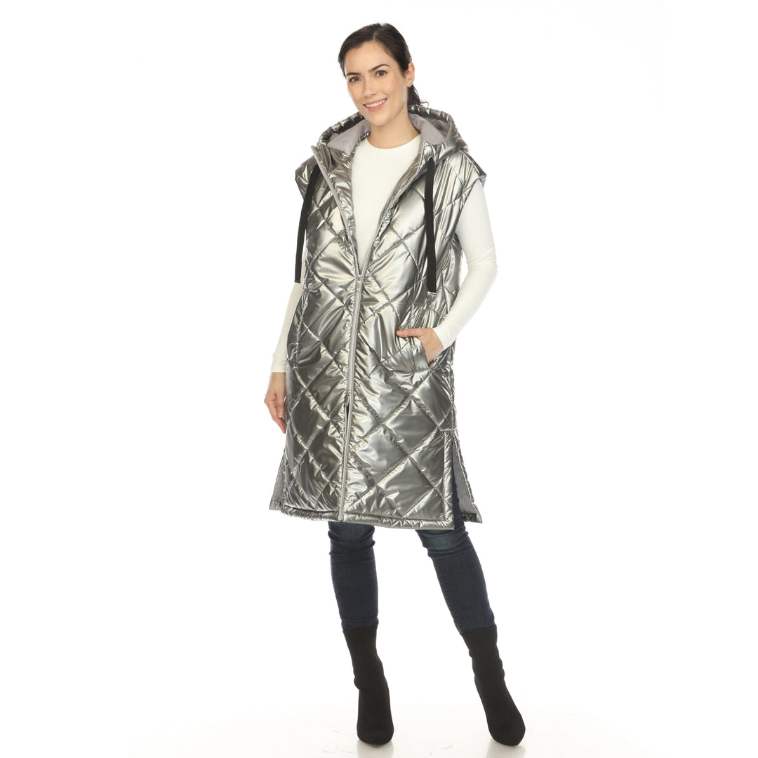 Women's Metallic Long Puffer Vest