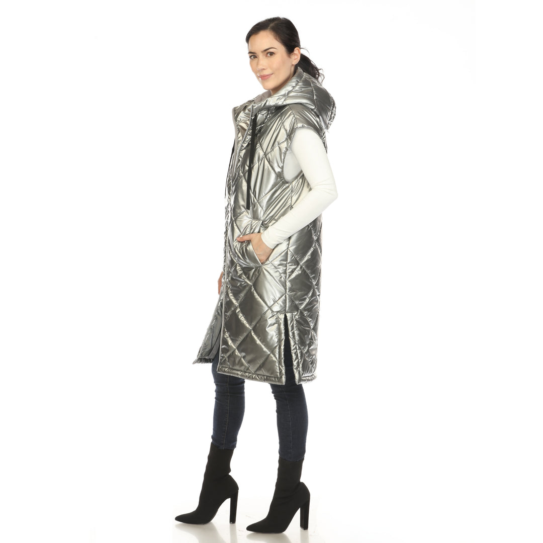 Women's Metallic Long Puffer Vest