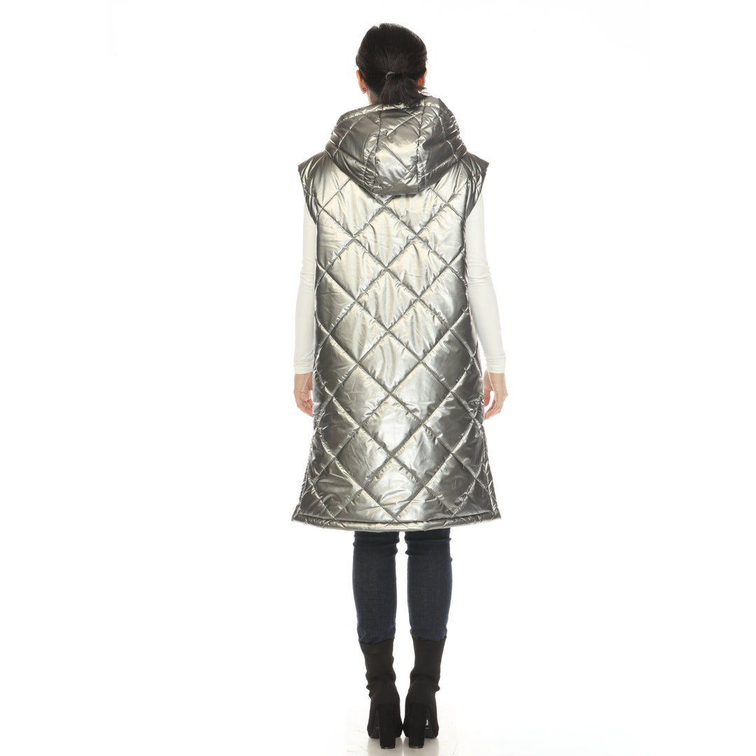 Women's Metallic Long Puffer Vest