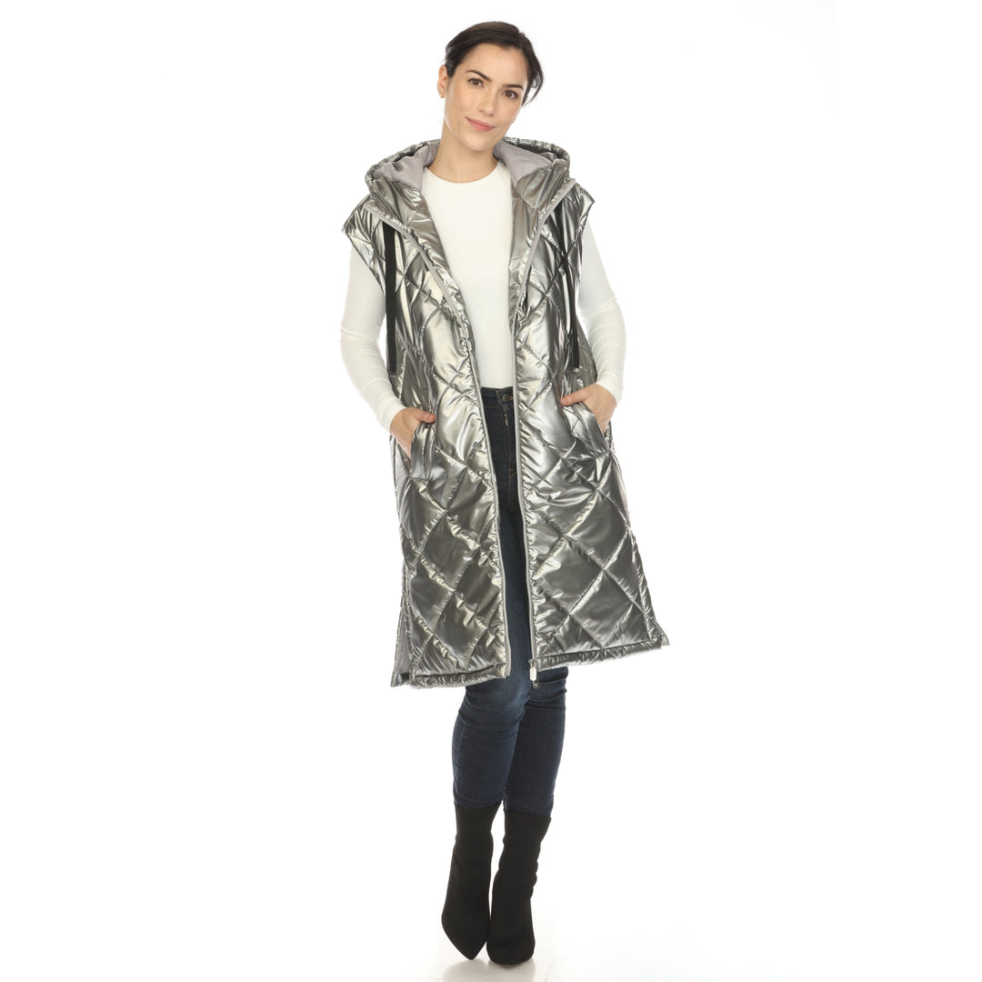 Women's Metallic Long Puffer Vest