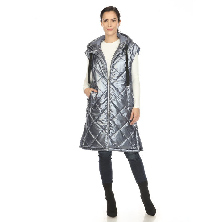 Women's Metallic Long Puffer Vest