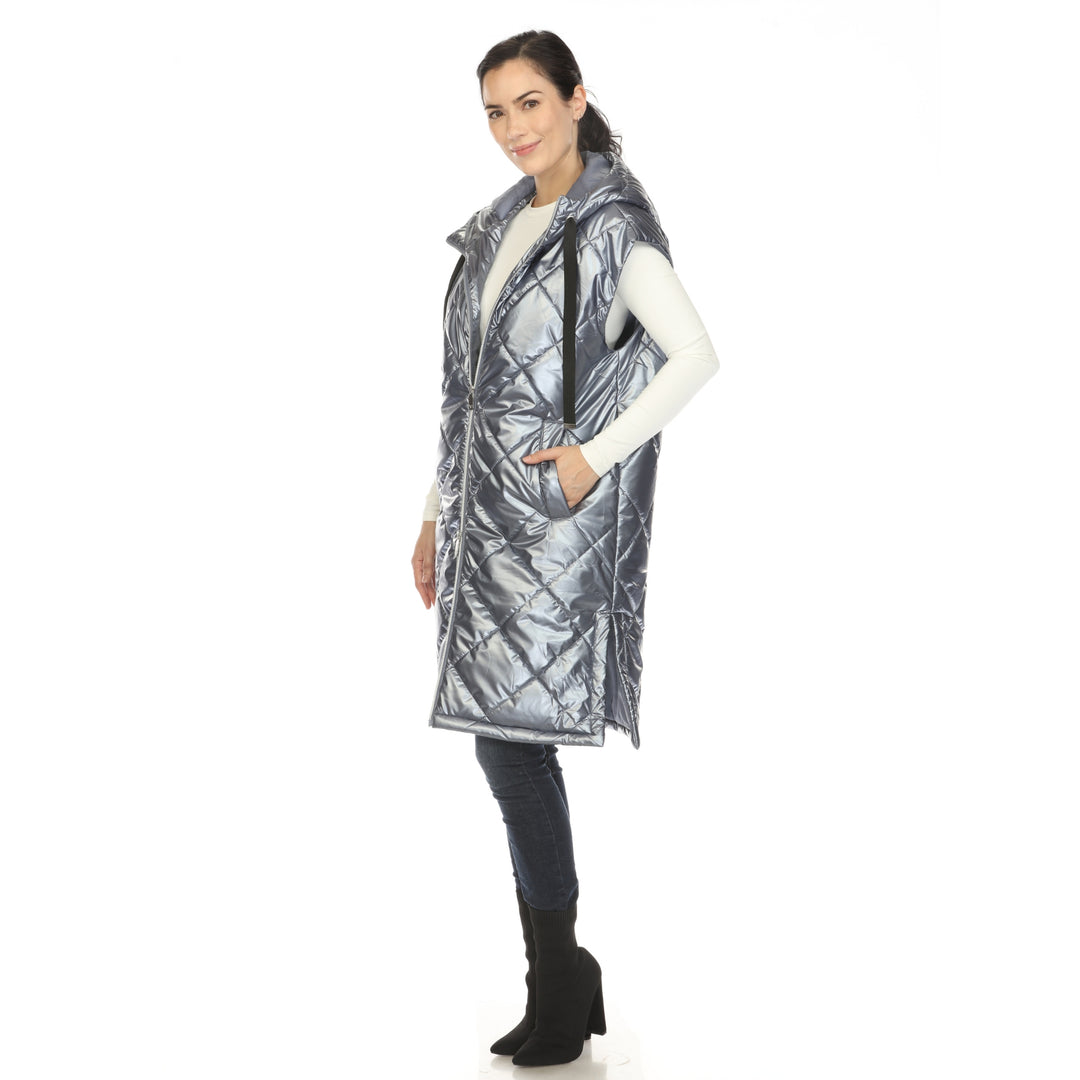 Women's Metallic Long Puffer Vest