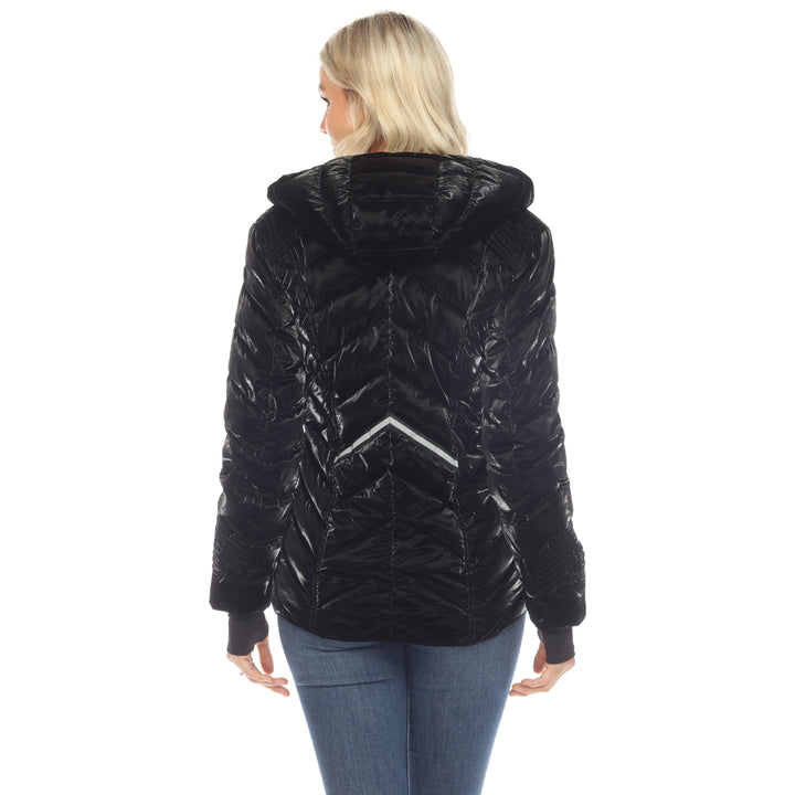 Women's Midweight Quilted Contrast With Thumbholes Hooded Jacket