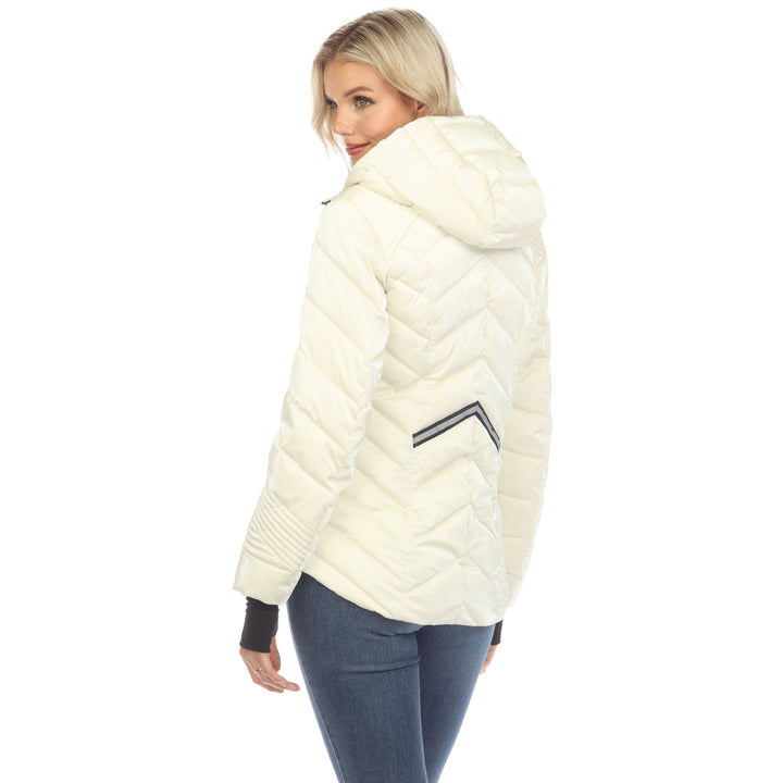 Women's Midweight Quilted Contrast With Thumbholes Hooded Jacket