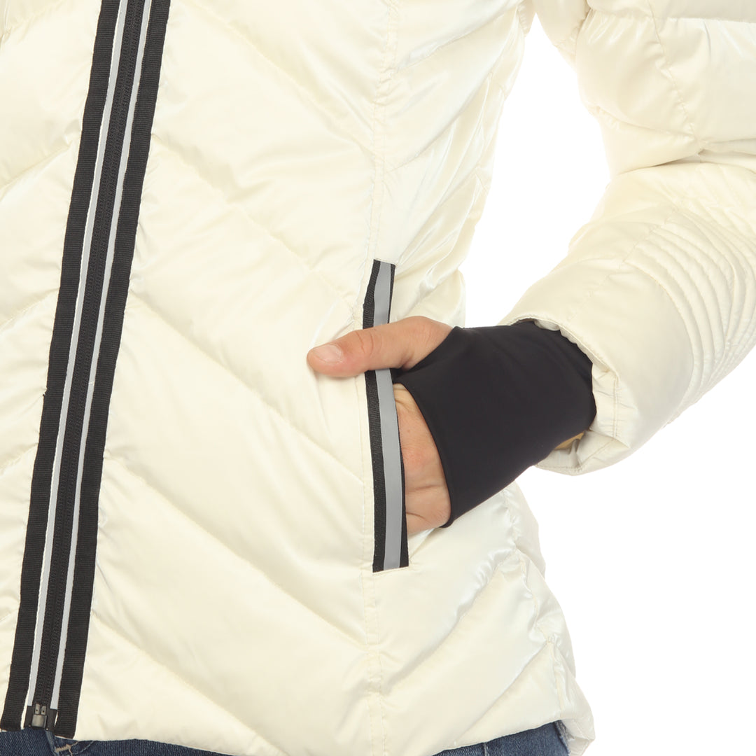 Women's Midweight Quilted Contrast With Thumbholes Hooded Jacket