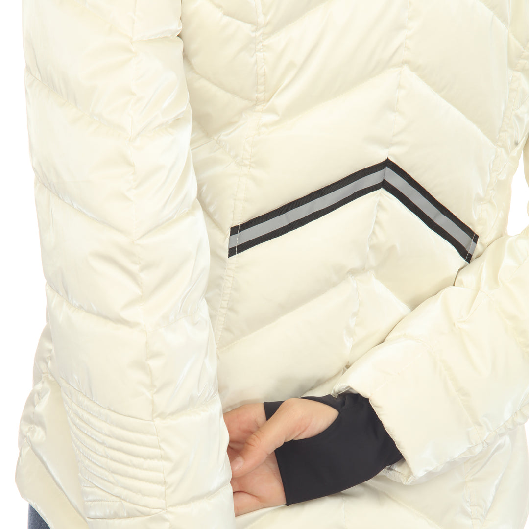 Women's Midweight Quilted Contrast With Thumbholes Hooded Jacket