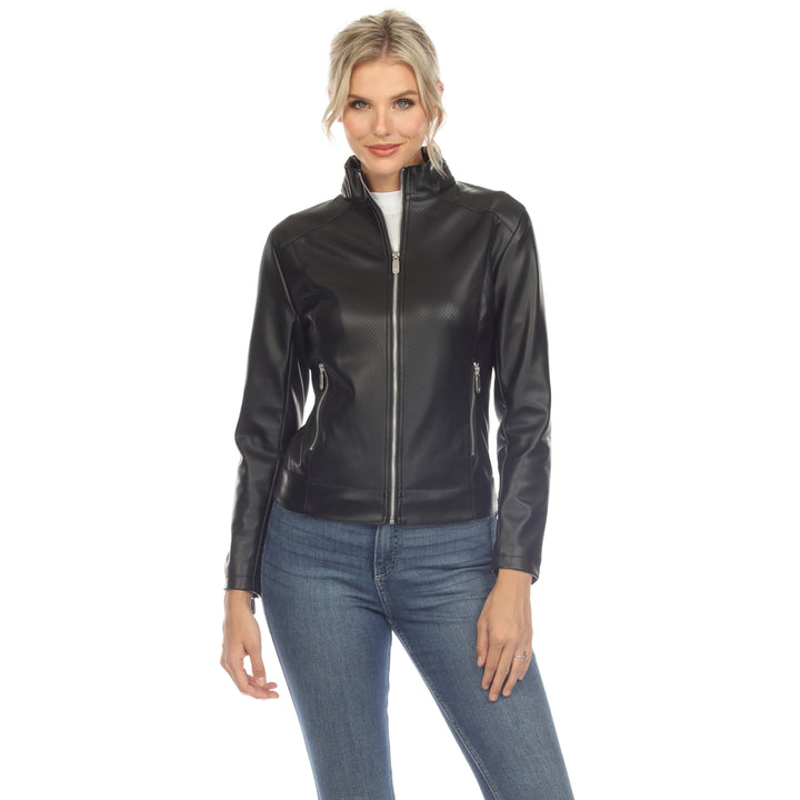 Women's Classic Biker Faux Leather Jacket