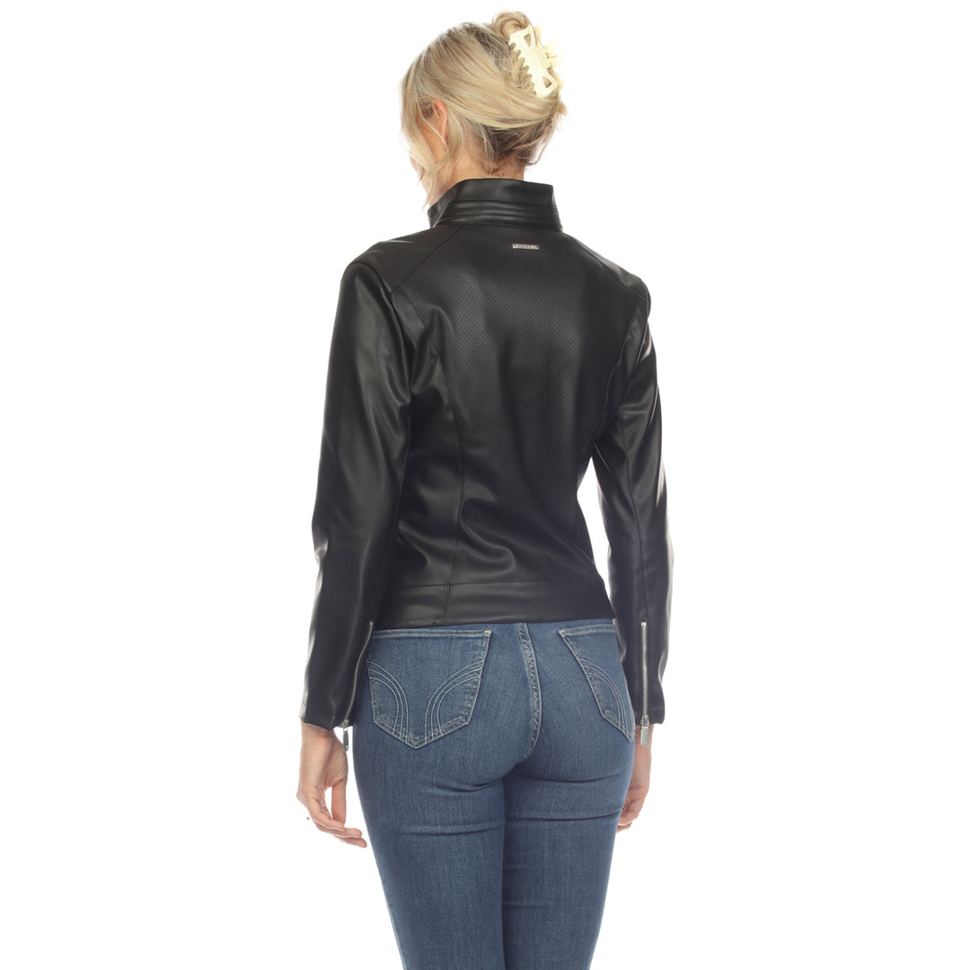 Women's Classic Biker Faux Leather Jacket