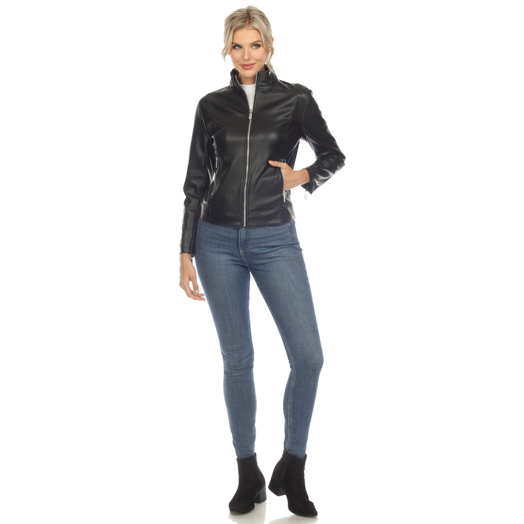 Women's Classic Biker Faux Leather Jacket