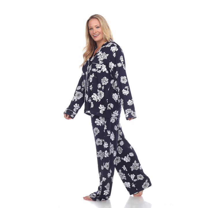 Women's Plus Size Long Sleeve Floral Pajama Set