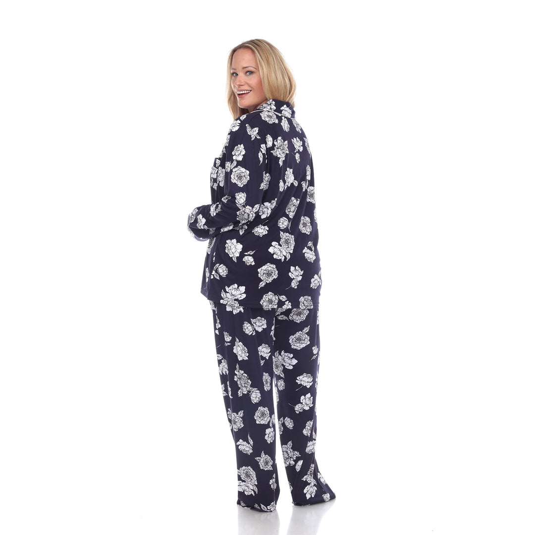 Women's Plus Size Long Sleeve Floral Pajama Set