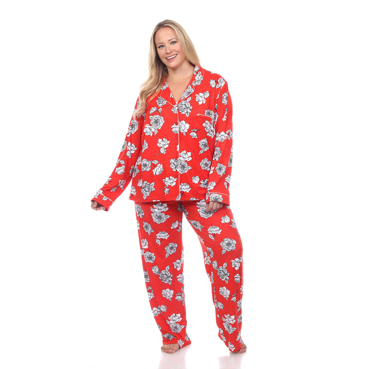 Women's Plus Size Long Sleeve Floral Pajama Set