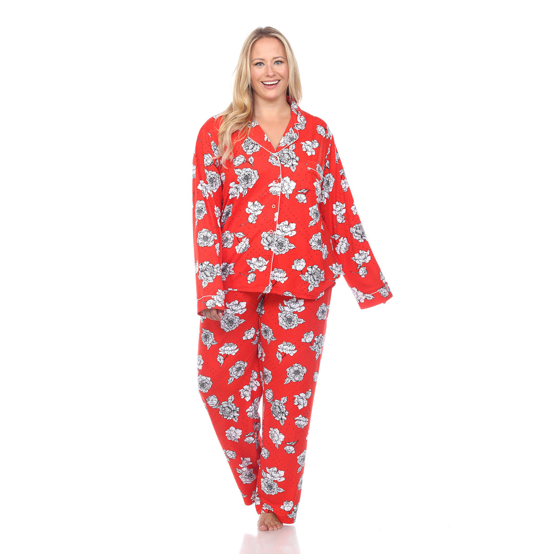 Women's Plus Size Long Sleeve Floral Pajama Set