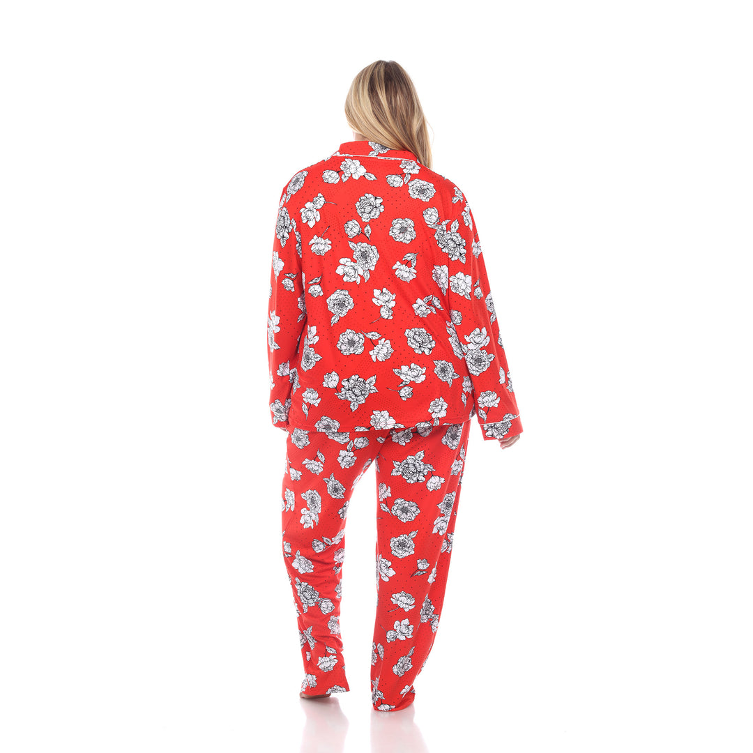 Women's Plus Size Long Sleeve Floral Pajama Set