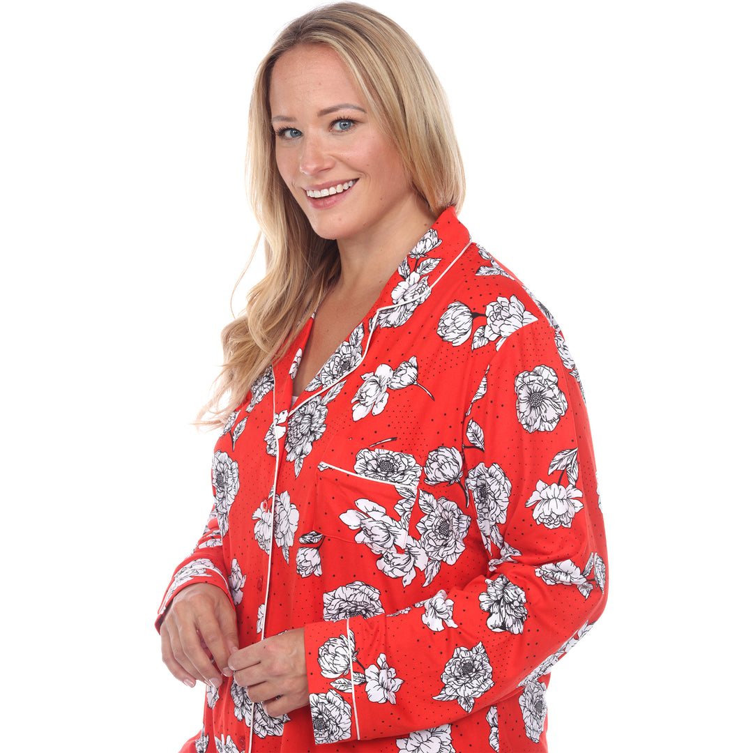 Women's Plus Size Long Sleeve Floral Pajama Set