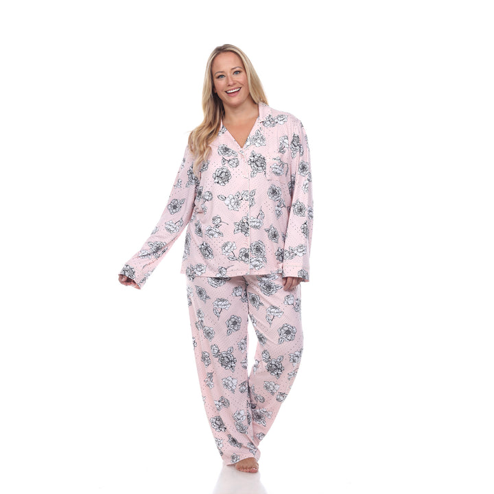 Women's Plus Size Long Sleeve Floral Pajama Set