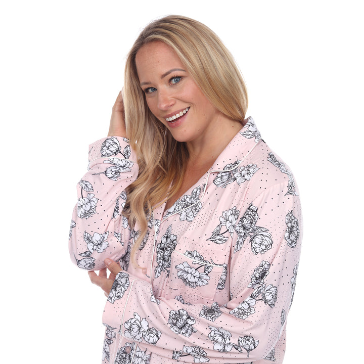 Women's Plus Size Long Sleeve Floral Pajama Set