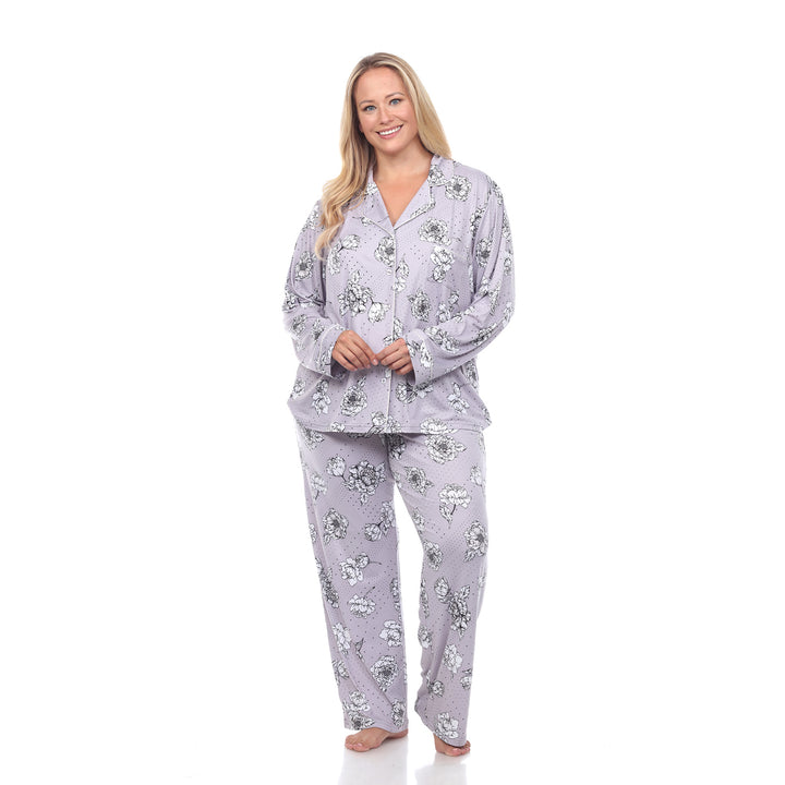 Women's Plus Size Long Sleeve Floral Pajama Set