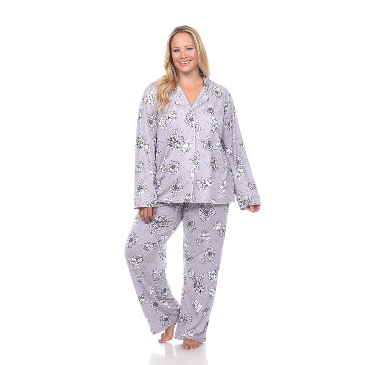 Women's Plus Size Long Sleeve Floral Pajama Set