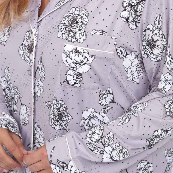 Women's Plus Size Long Sleeve Floral Pajama Set