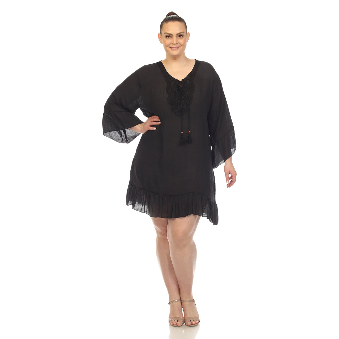 Women's PS Sheer Embroidered Knee Length Cover Up Dress