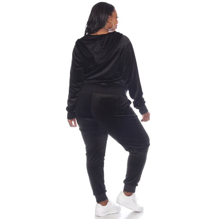 Women's Plus Size 2 Piece Velour Tracksuit Set