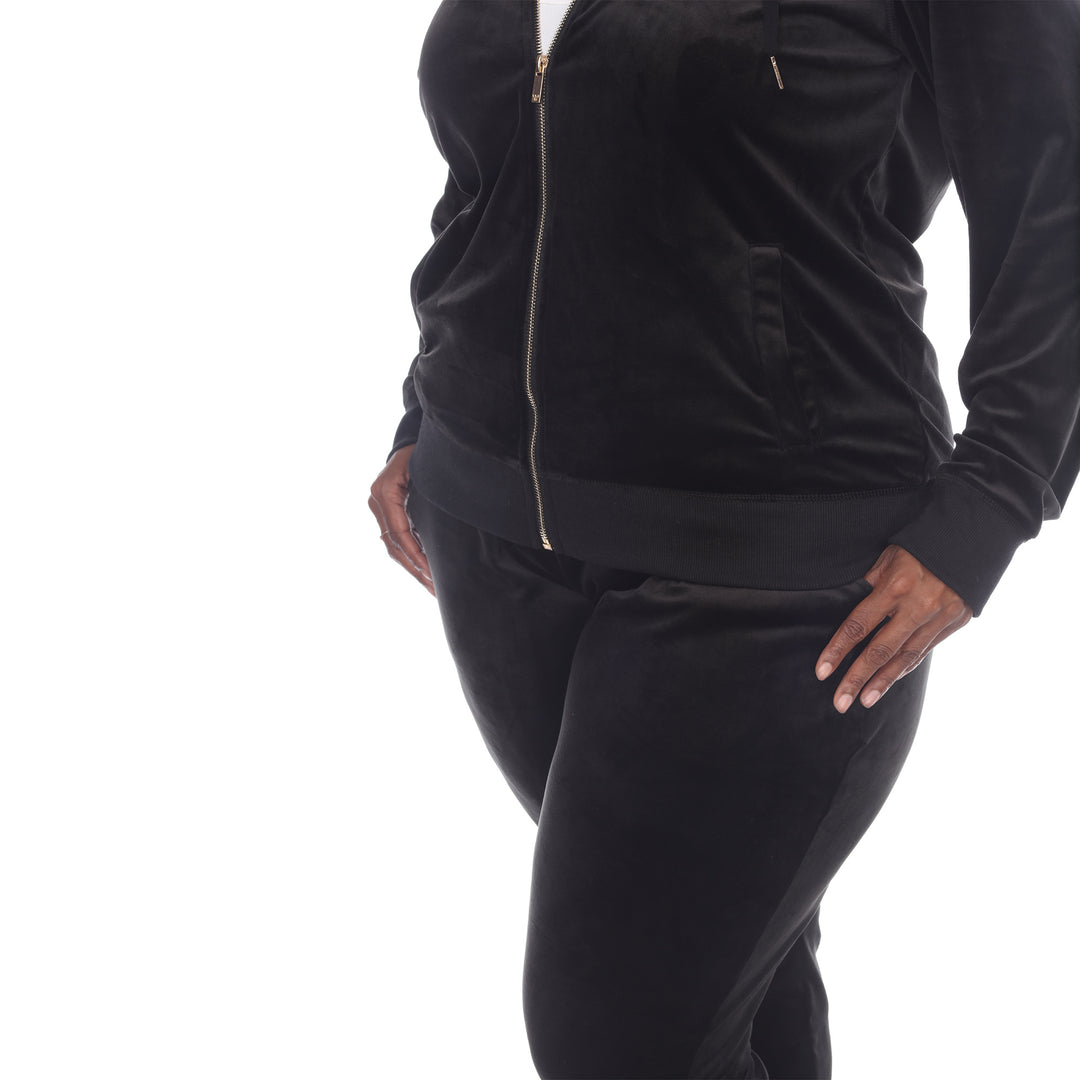 Women's Plus Size 2 Piece Velour Tracksuit Set