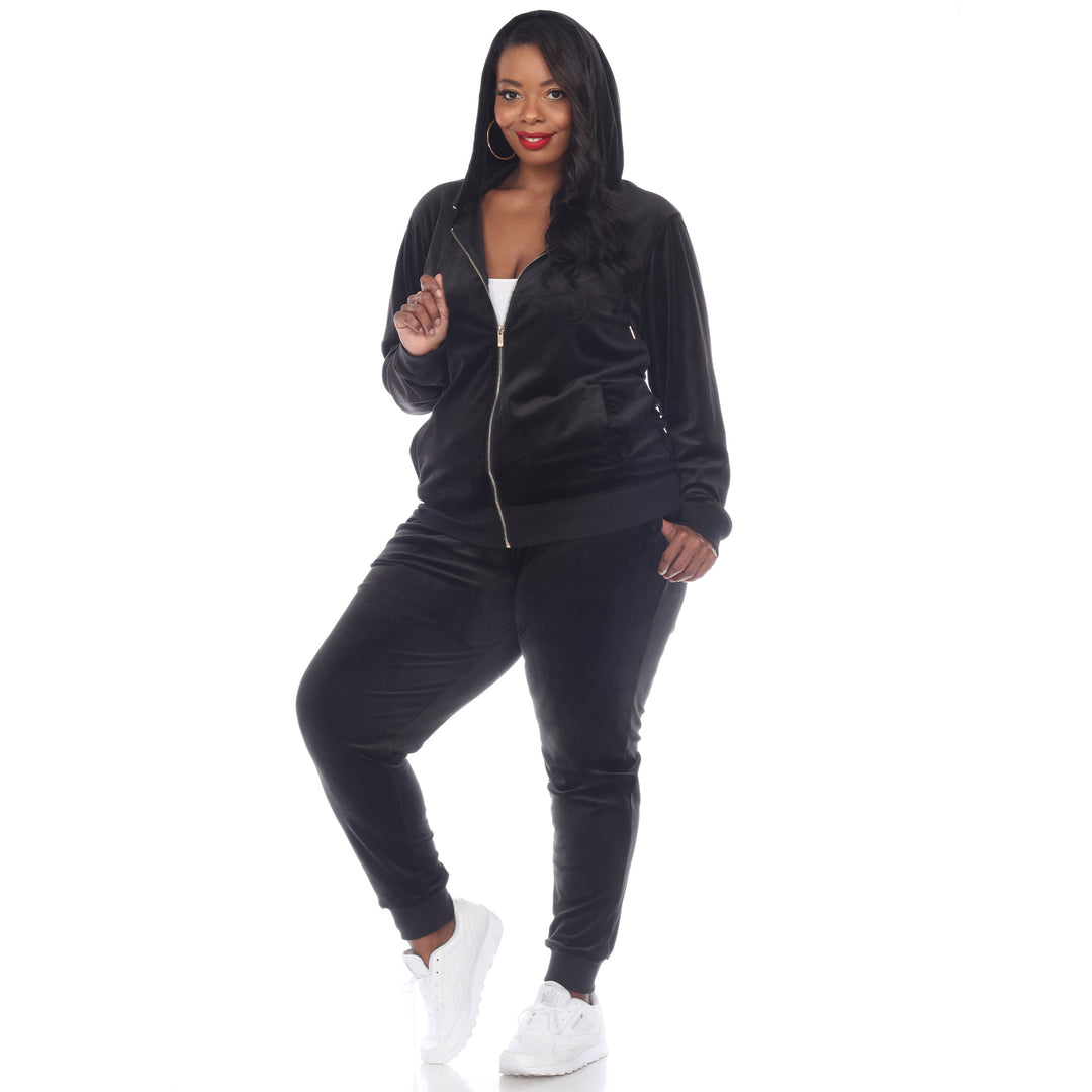 Women's Plus Size 2 Piece Velour Tracksuit Set