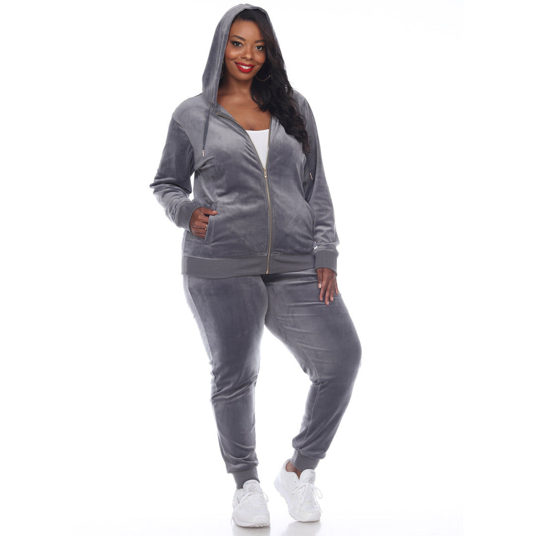 Women's Plus Size 2 Piece Velour Tracksuit Set