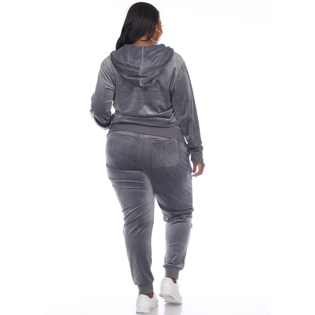 Women's Plus Size 2 Piece Velour Tracksuit Set